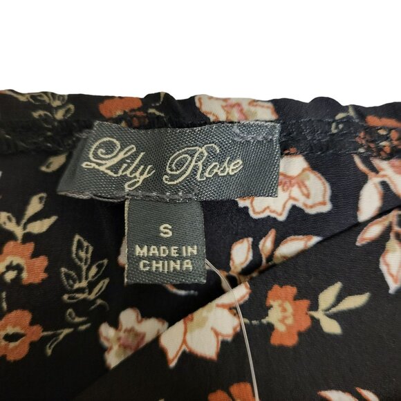 Lily Rose Long Sleeve Cinch Front Baby Doll Dress Black Floral Juniors Small S - Picture 3 of 16